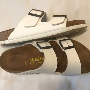 Birkenstock Arizona White two strap sandals